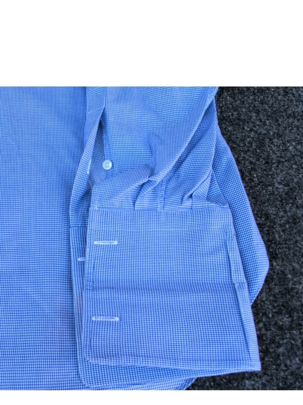 Brioni Dress Shirt Mens 49 19.5 Blue Houndstooth Long Sleeve French Cuffs Italy - Picture 6 of 12